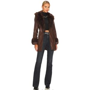 Show Me Your MuMu Sz XL Penny Lane Brown Jacket Faux Fur Revolve, No Belt